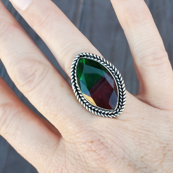 New Bi-Color Tourmaline 925 Silver Ring. - Picture 8 of 14